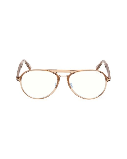 Tom Ford Brown 57Mm Pilot Light Blocking Optical Glasses for men