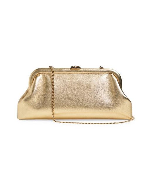 Jimmy Choo Natural Skylar Metallic Leather Clutch