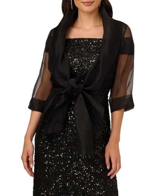 Adrianna Papell Organza Wrap Jacket in Black Lyst