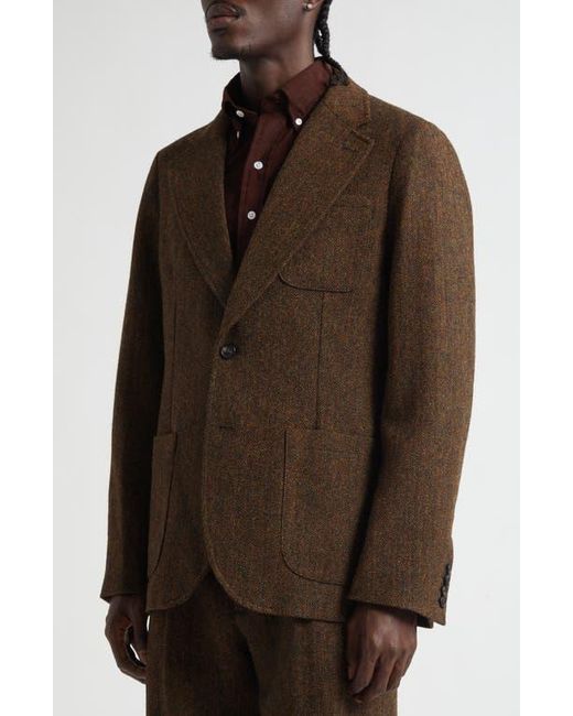 Noah NYC Brown Wool Herringbone Sack Jacket for men