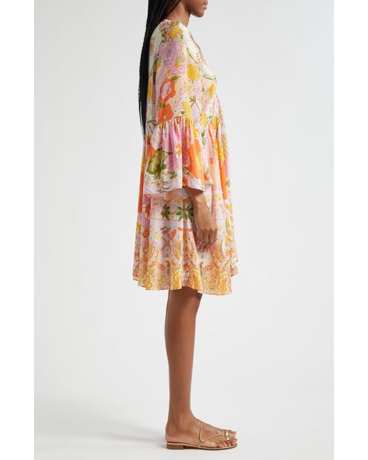 Camilla White Ruffle Sleeve A-line Silk Minidress At Nordstrom