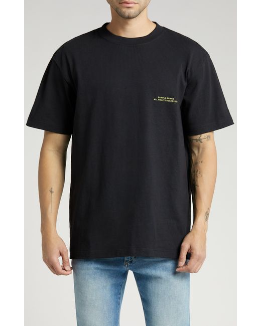 Purple Brand Black Oversize Heavyweight Cotton Jersey Graphic T-shirt for men