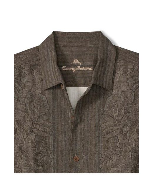 Tommy Bahama Gray Maui Border Silk Short Sleeve Button-Up Shirt for men