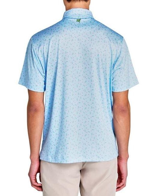 Con.struct Blue Regular Fit Scattered Golf Ball & Cactus Recycled Performance Golf Polo for men