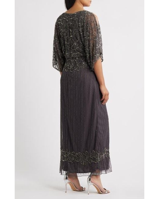 Pisarro Nights Black Beaded Cold Shoulder Gown