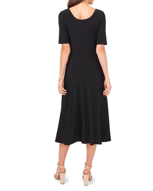 Chaus Black Elbow Sleeve Fit & Flare Knit Dress