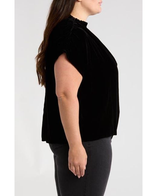Wit & Wisdom Black Ruffle Velvet Top