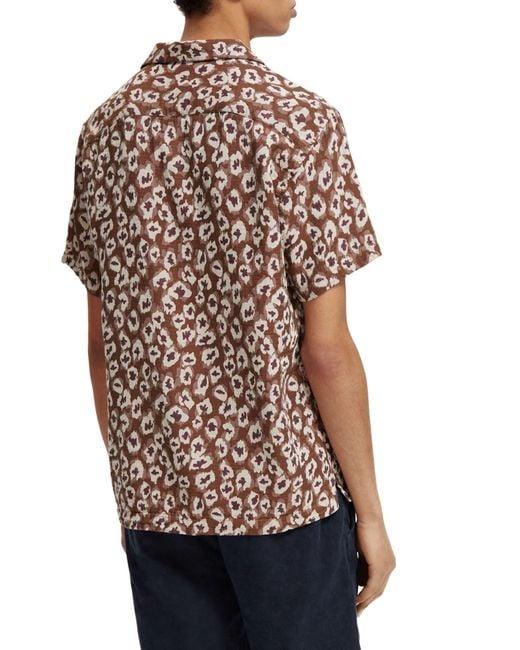 Scotch & Soda Multicolor Trim Fit Abstract Floral Short Sleeve Button-up Shirt for men
