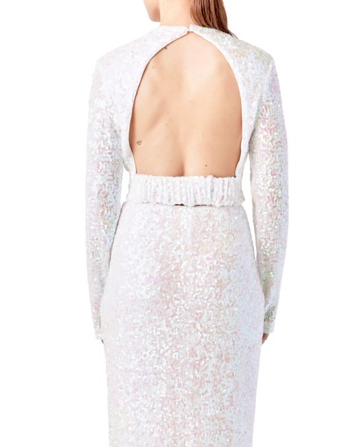 Endless Rose White Open Back Sequin Crop Top