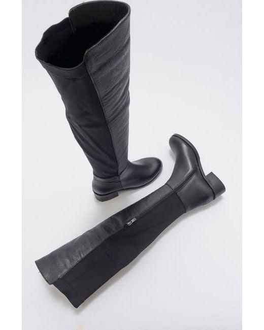 Forever & Always Shoes Black Cassie Leather Knee High Boot
