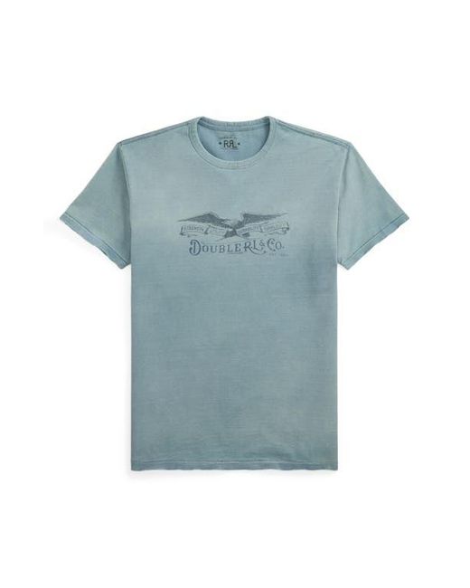 Ralph Lauren Blue Distressed Jersey Graphic T-Shirt for men