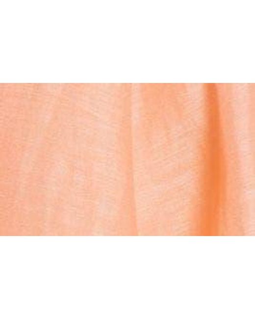 Zimmermann Orange Natura Floral Appliqué Strapless Linen & Silk Minidress
