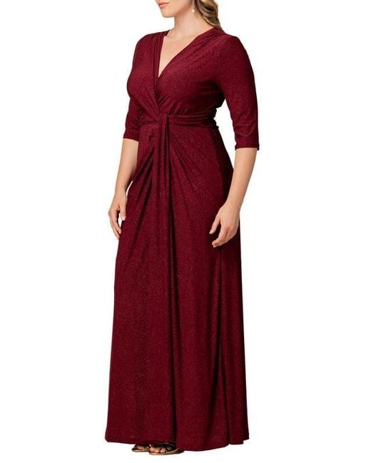 kiyonna red dress Kiyonna Women's Plus Size Lara Lace Trim Long Dress, 3X