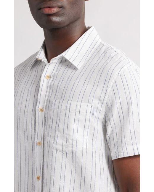 AG Jeans White Aiden Stripe Short Sleeve Button-Up Shirt for men