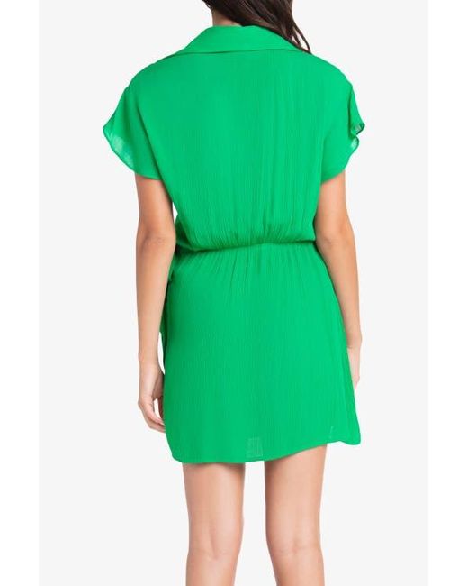 Helen Jon Green Flutter Sleeve Wrap Dress