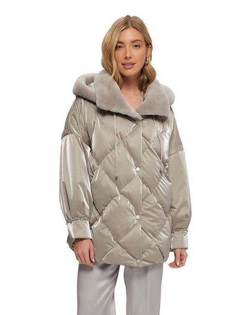 Gorski Natural Quilted Coat With Shearling Lamb