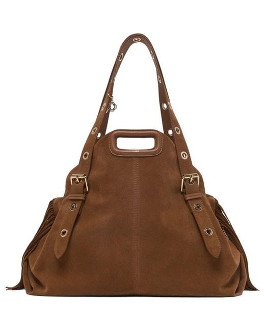 Maje Brown Suede Miss M Xl Bag