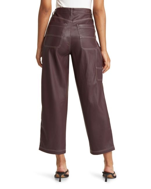 Blank NYC Red Baxter Rib Cage Faux Leather Carpenter Pants