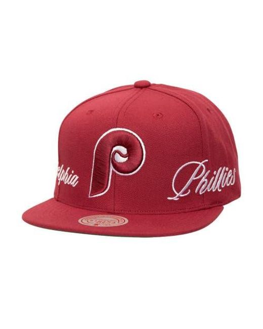 Mitchell & Ness Red Philadelphia Phillies Just Don X Mlb Lux Script Snapback Hat for men