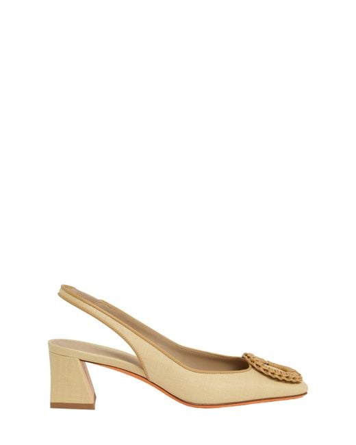 Santoni Metallic Mid-Heel Slingback