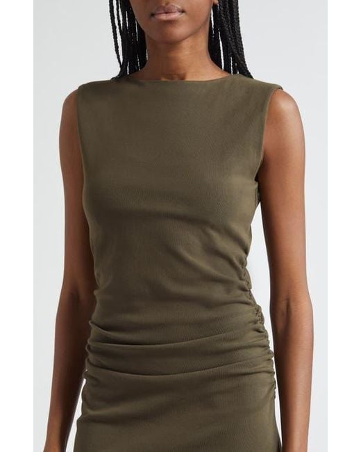 Veronica Beard Green Charissa Sleeveless Stretch Cotton Midi Dress