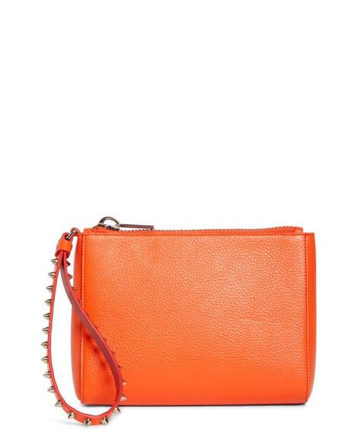 Christian Louboutin Mini Cabata Soft Leather Pouch in Orange | Lyst