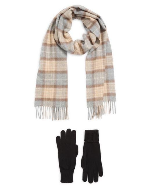 Johnstons Natural Cashmere Scarf & Gloves Set