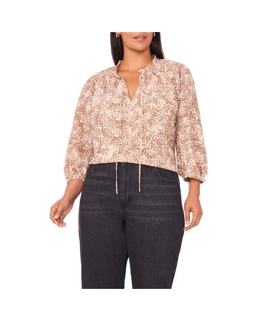 Vince Camuto Natural Split Neck Peasant Top