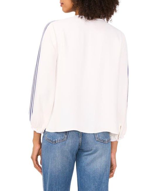 Vince Camuto White Stripe Sleeve Detail Top