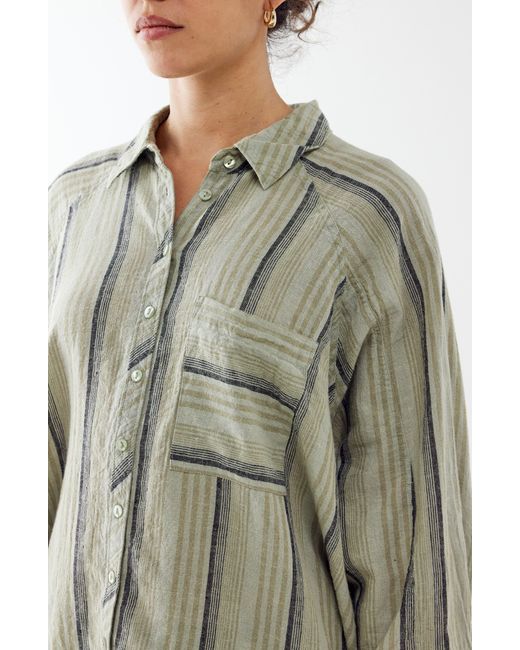 BDG Gray Stripe Cotton Blend Shirt
