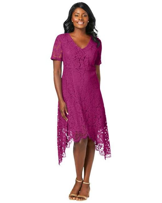 Jessica London Lace Handkerchief Dress in Purple | Lyst