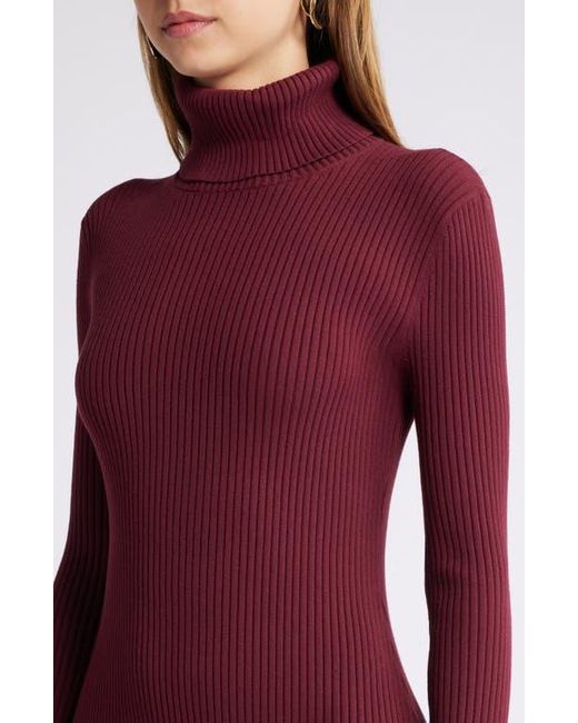 Open Edit Women's Red Rib Long Sleeve Turtleneck Sweater Dress -  www.disolcolor.com