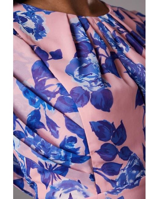 Coast Purple Cap Sleeve Floral Chiffon Midi Dress