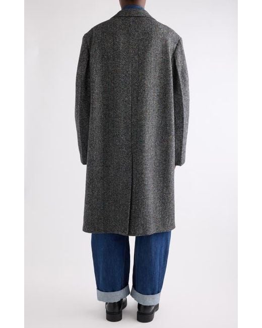 Givenchy Gray Oversize Wool Blend Herringbone Overcoat for men