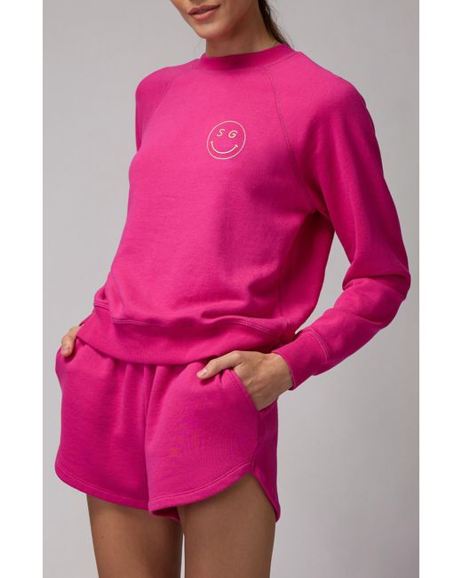 Spiritual Gangster Pink Sg Smiley Forever Recycled Cotton Sweatshirt