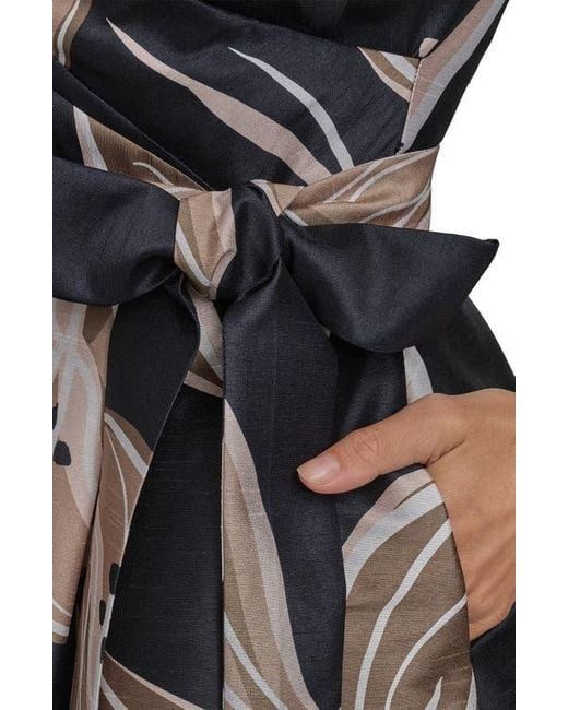 Donna Karan Black Faux Wrap Tie Waist Cocktail Dress