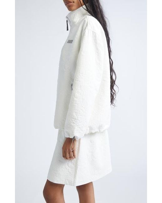 Sandy Liang White Ascher Jacquard Quarter Zip Top