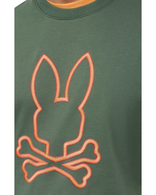 Psycho Bunny Green Floyd Embroidered Crewneck Sweatshirt for men
