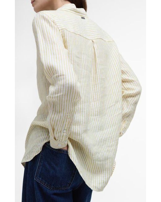 Barbour Natural Marine Stripe Linen Button-Up Shirt