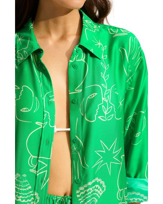 Seafolly Green Cover-up Shirt
