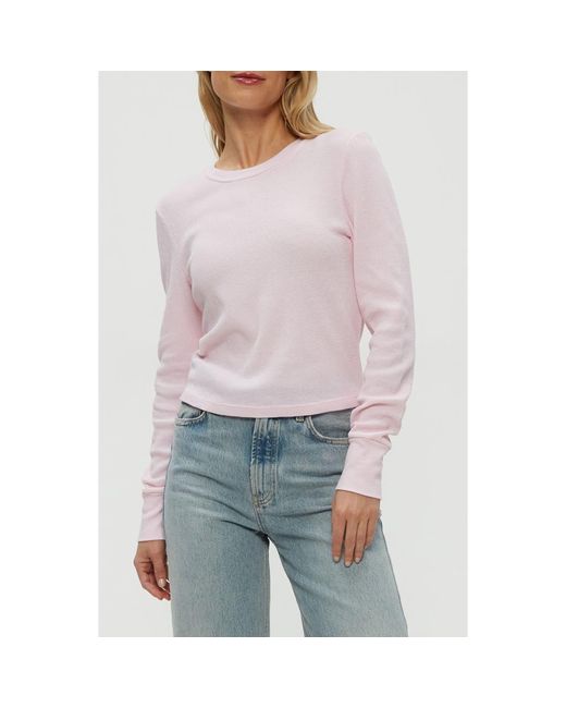 Michael Stars Gray Palmer Cropped Long Sleeve Thermal T-Shirt