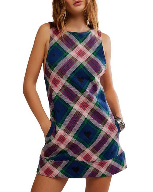 Free People Carven Plaid Heart Minidress in Blue | Lyst Free People Carven Plaid Heart Minidress in Blue | Lyst