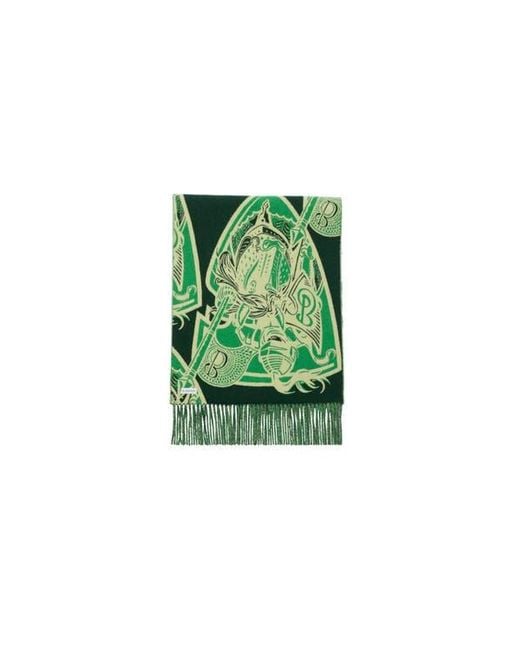 Burberry Green Charging Knight Wool Cashmere Scarf