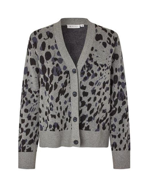 Masai Blue Malokina Leopard Pattern Cardigan