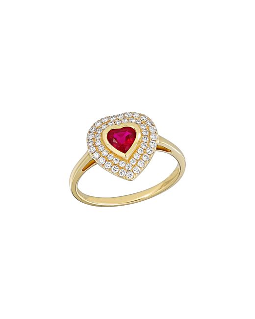 Bony Levy White Ruby Heart & Diamond Halo Ring