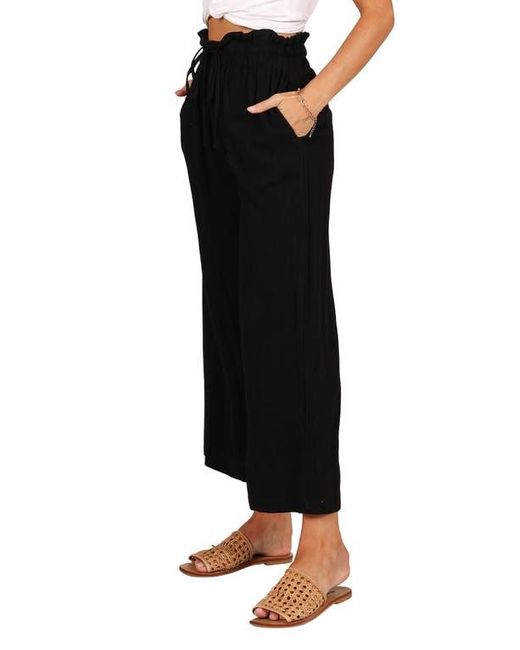 Petal & Pup Black Hawthorne Linen Blend Wide Leg Crop Pants