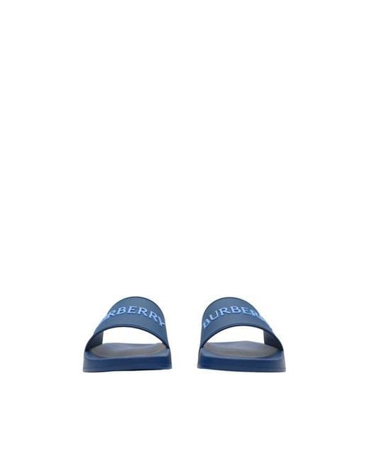 Burberry Blue Logo Slides for men