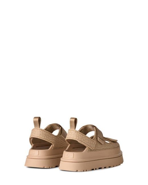 Ugg Brown Goldenglow Embossed Platform Sandal