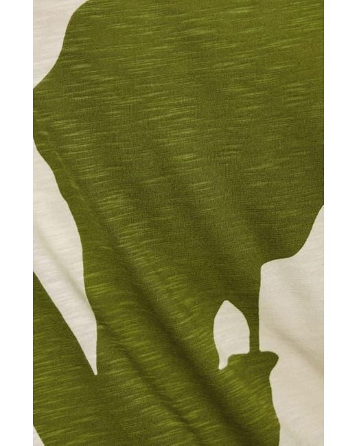 Sanctuary Green Print Split Neck Knit Top
