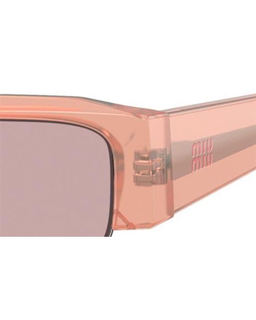Miu Miu Pink 54Mm Rectangular Sunglasses